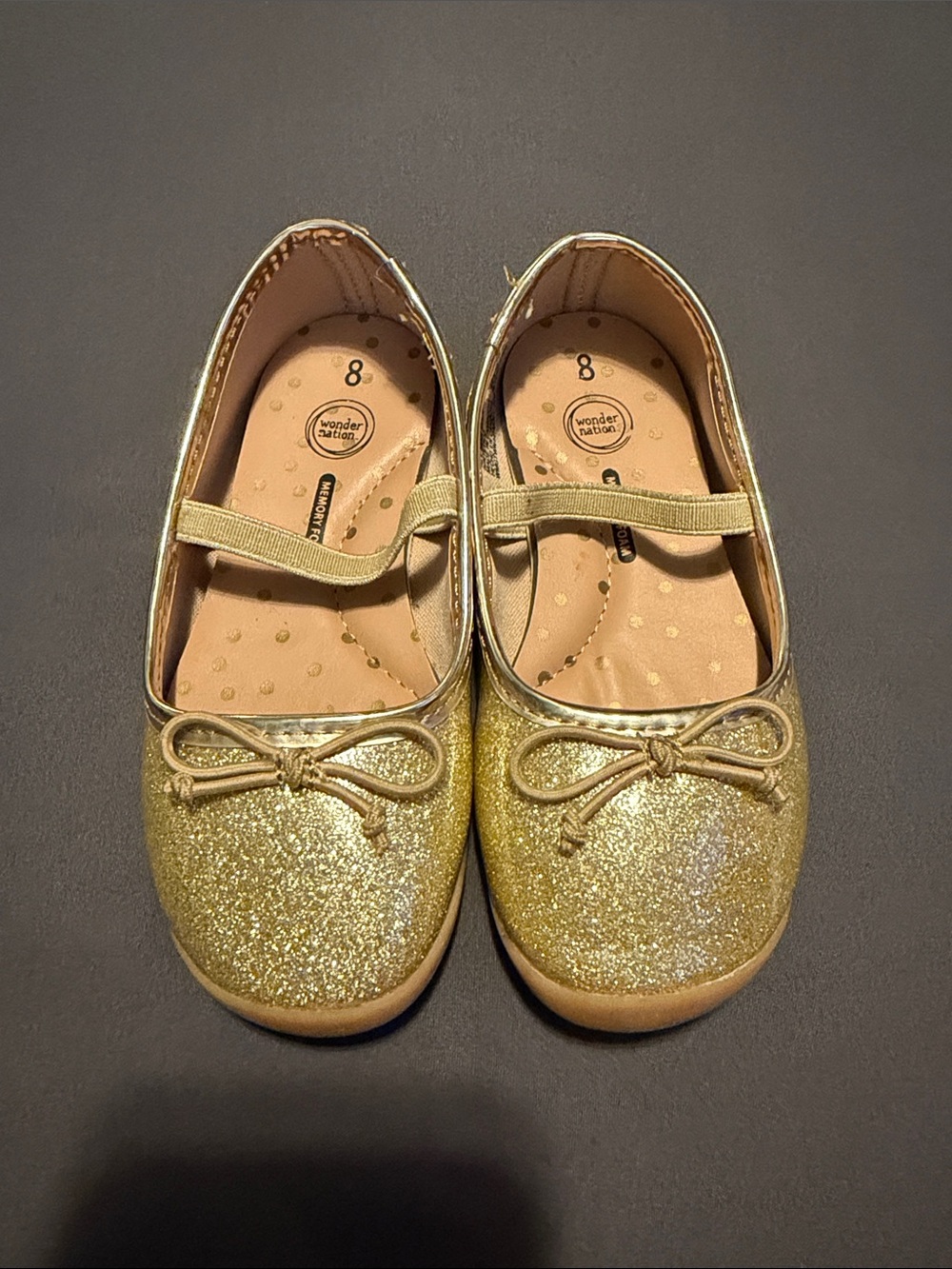 wonder nation Gold Glitter Mary Jane Flats with Bow